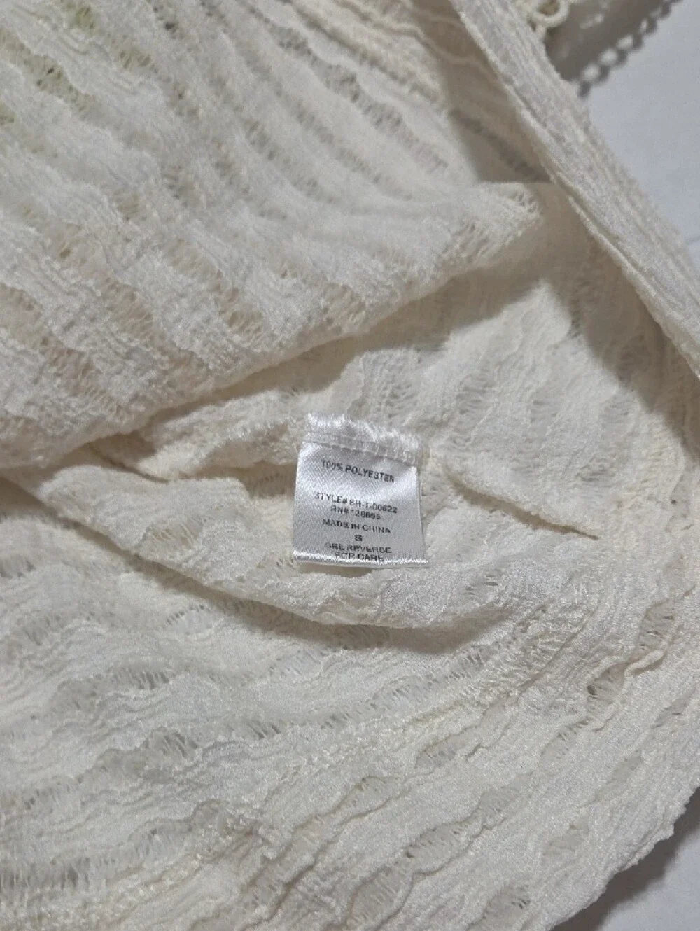 Anthropologie Cream Blouse with Light Green Crochet Yoke